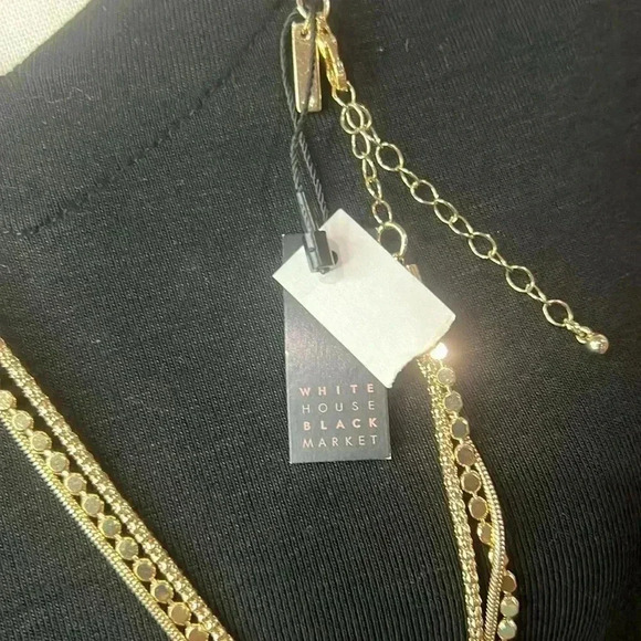WHITE HOUSE BLACK MARKET SWAROVSKI CRYSTAL GOLD NECKLACE - Picture 5 of 5